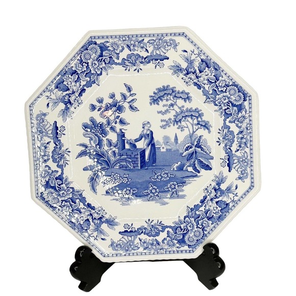 Spode Other - Spode Blue Girl at the Well Sutherland Octagon Collectors Plate 9.5”